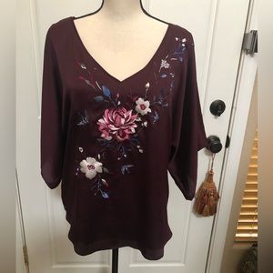 WHBM Silky Embroidered Kimono style top.